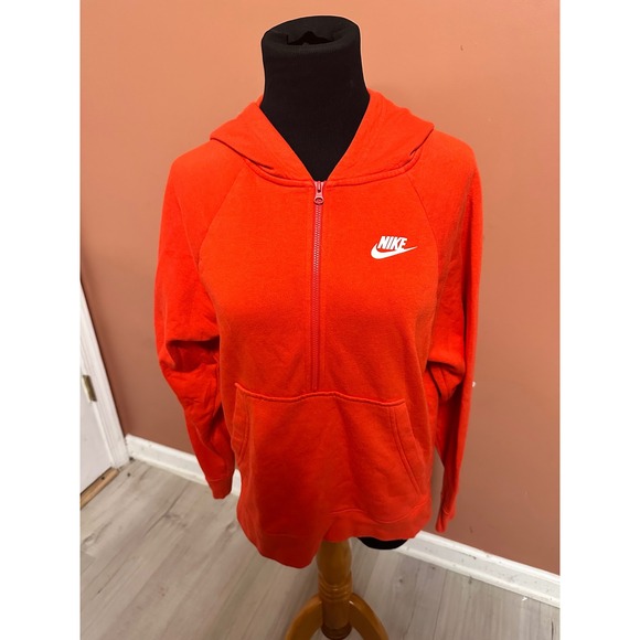 Nike Half Zip Pullover Hoodie Sweatshirt Women's XS Orange Pocket Sportswear - Picture 1 of 7